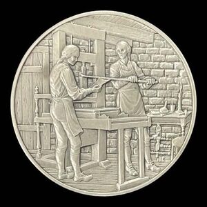 Franklin Mint History of Colonial America Pewter Medal Bay Psalm Book Vintage